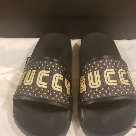 Gucci x SEGA Slides Gold/Black - Size 8 NWB